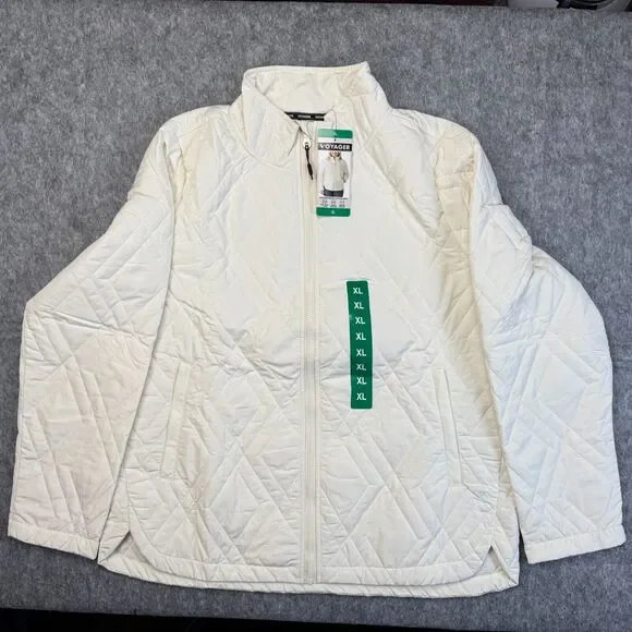 Voyager Ladies XL Cream Quilted Jacket Water Resistant Zip Lightweight NWT B2066 - Picture 1 of 6